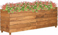 Wooden Raised Bed Planter Box for Flowers/Vegetables/Herbs in Backyard/Patio Outdoor 59.1x15.7x21.7 Recycled Teak Wood and Steel-1010