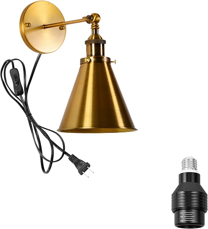 Hook Mounted Plant Light Full Spectrum 4500K 10W Adjusted Angle &amp Light Beam Range 15-60 Degree Vintage Gold Wall Lamp for Indoor Plants Flowers Growing