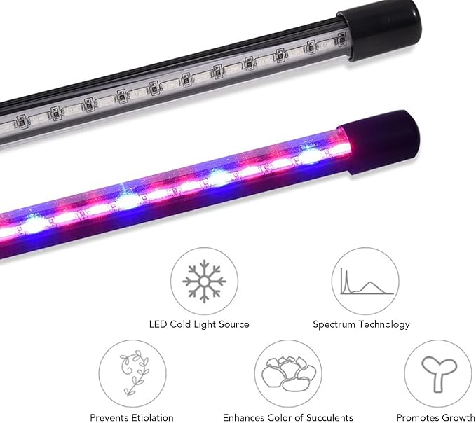 LED Grow Lights Full Spectrum 3 Head 12W Clipes On Indoor Plant Growing Lighting with Gooseneck 3 Timer 10 Dimmable Levels Three Light Modes Red Blue Warm (Head 12W)