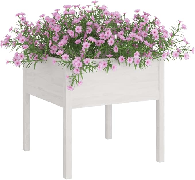 Garden PlanterRaised Flower BedsGardening PlantersMultifunctional Raised BedPlant Privacy FenceGreenhouse Planterfor GardensPatiosBalconiesWhite 27.6x27.6x27.6 Solid Wood Pine