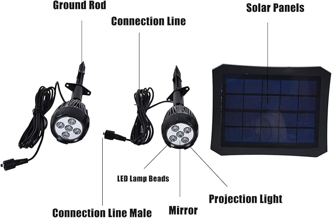 Solar Spot Lights Outdoor Landscape Spotlight and with Fully Enclosed Housing for Yard Pathway Patio