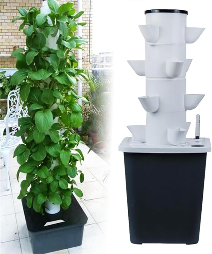 Vertical Hydroponic Grow Tower Hydroponic Kit Hydroponic Growing System Vertical Garden Planter Nursery Germination Kit for Herbs Fruits and Vegetables-20holes