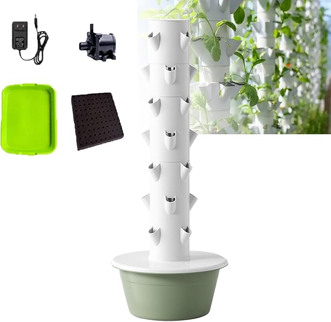 Hydroponics Growing System Kit TowerVertical PlanterIndoor Hydroponic Garden Herb Grow Kitfor Indoor Herbs Fruits Vegetableswith Lights7Layers