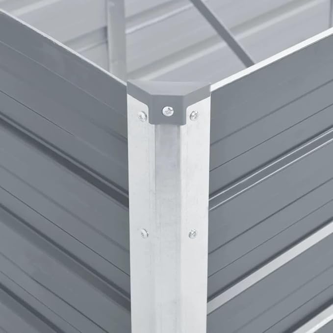 Galvanized Steel Raised Garden Bed - Deep Planter for Plants Vegetables Herbs and Flowers - Weather-Resistant Easy Assembly Gray 160 x 40 x 77 cm