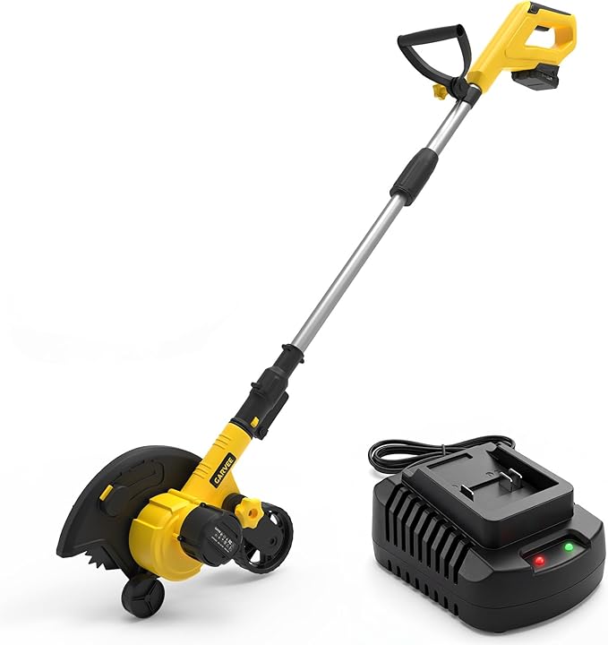 20V Cordless Lawn Edger 9-Inch Blade 4.0Ah Battery Powered Edger Lawn Tool with Dual Wheels 3 Depth Settings LawnTrencher for Yard Garden Patio Driveway Lawn and Sidewalk