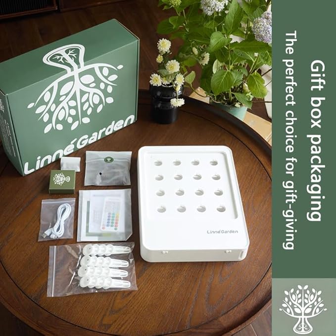 Indoor Hydroponic Growing System Desktop Herb &amp Vegetable Grow Light with LED Grow Lamp - Hydroponic Cultivation Harvest Lettuce (White)