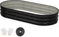 Raised Garden Bed 6x3x1ft Galvanized Outdoor Planter Beds with Safety Edging and Gloves Oval Metal Planter Box for Gardening Vegetables Flowers Herb-Black