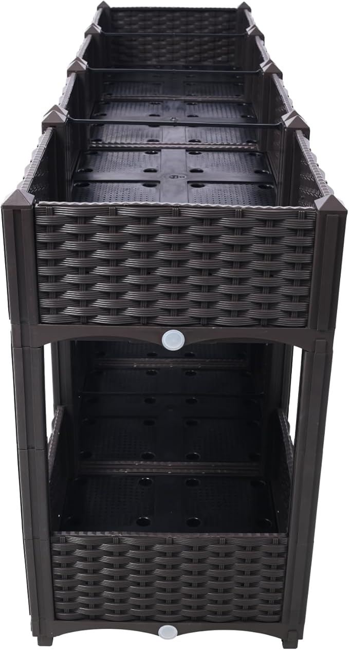 Planter Raised Beds - Elevated Garden Box with Drainage Plug for Vegetable/Flower/Herb Outdoor Gardening Kit Brown 63x15.7x27.7