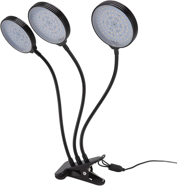 LED 45W Plant Grow Lamp with 3 Heads 360 Degree Bendable USB Powered Growing Light for Indoor Succulent Plants Aluminum PC Material