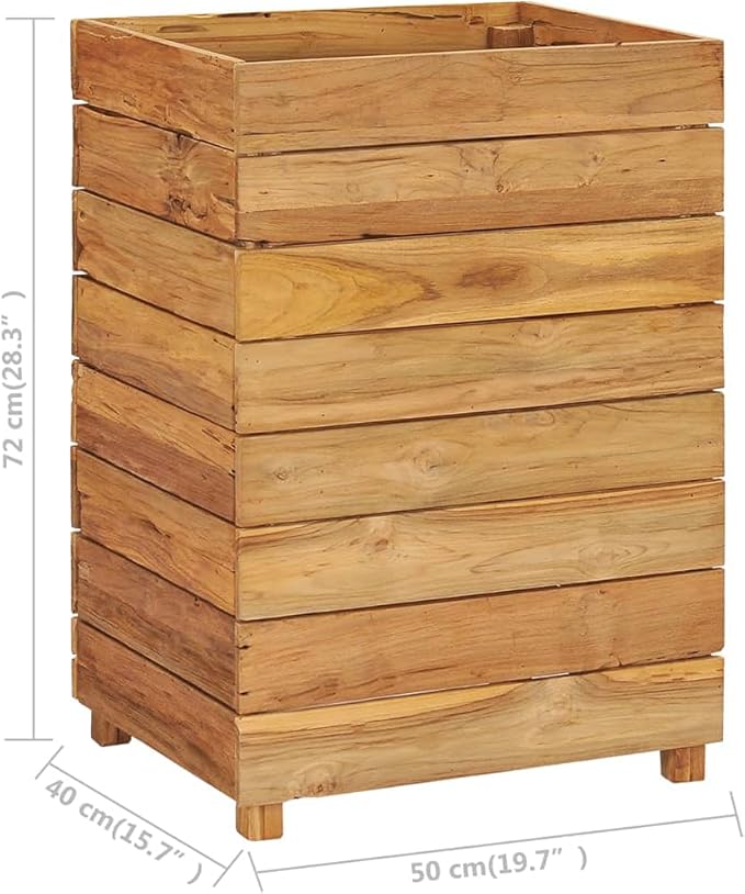 YAFF Raised Bed 19.7x15.7x28.3 Recycled Teak and Steel (31.086lbs)