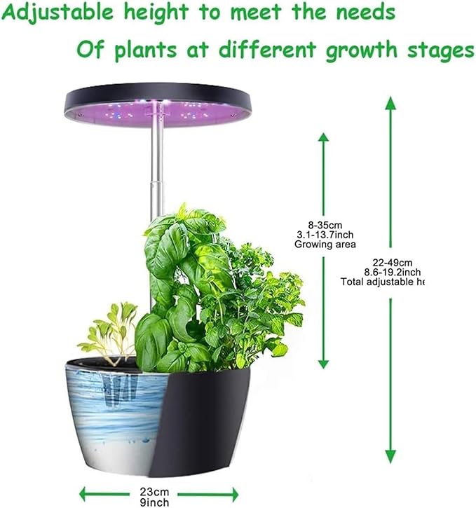 Hydroponic Growing System Plant Germination Kit with LED Grow Light Quiet Smart Pump Adjustable Indoor Herb Garden Kit for Home Kitchen