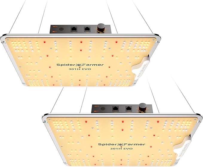 SPIDER FARMER SF1000-2Pack Samsung LM301H EVO Led Grow Light Full Spectrum Plant Light Dimmable &amp High Efficiency &amp Deeper Penetration Lamps for Seed Starting Vegetables Bloom in 2x4 Grow T