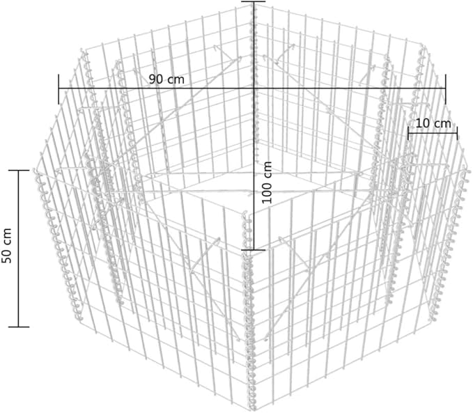 Hexagonal Gabion Raised Bed Steel Gabion Basket Post/Planter Raised Vegetable Bed Outdoor Steel Garden Decoration Galvanized Steel 39.4x35.4x19.7