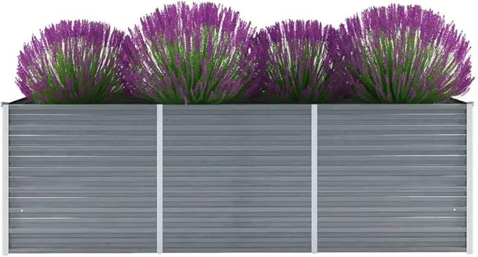 Garden Raised BedElevated Planter BoxRaised PlanterGarden BoxGarden BedPlanterfor Backyard Patio to Grow Vegetables Herbs and Flowers Galvanized Steel 94.5x31.5x31.3 Gray