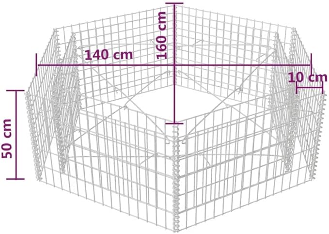 Hexagonal Gabion Raised Bed Outdoor Metal Raised Garden Bed Gabion Basket Post/Planter Raised Vegetable Bed Galvanised Steel Gabion Planter 63x55.1x19.7-245