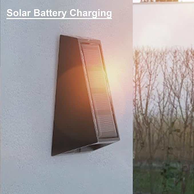Solar Wall Lamps LED Solar Powered Lights Wall Mounted Outdoor Garde Waterproof IP65 Shatterproof RGB 7 Colors Solar Lamp for Patio Home Landscape Spotlights Deck Lights Camping 2 Pack