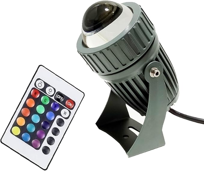 Rotation Spotlight - Narrow Beam Floodlights 10W Led Beam Light IP67 Waterproof Remote Lighting Spotlights Adjustable Beam Angle Up Lights for Building Exterior Weddings(220V)