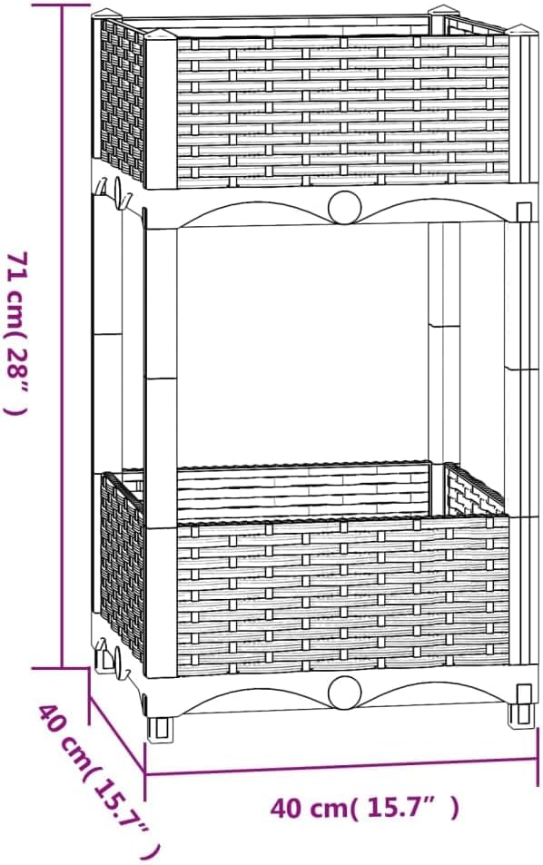 YAFF Raised Bed 15.7x15.7x28 Polypropylene (9.24lbs)