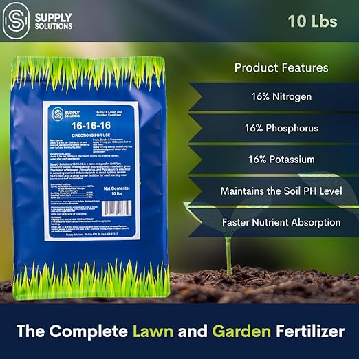 Supply Solutions 16-16-16 Complete Lawn &amp Garden All Purpose Granular Fertilizer - The Ultimate Plant Food for Lush Greenery &amp Vibrant Blooms - for All Plants Vegetables Fruits and Berries