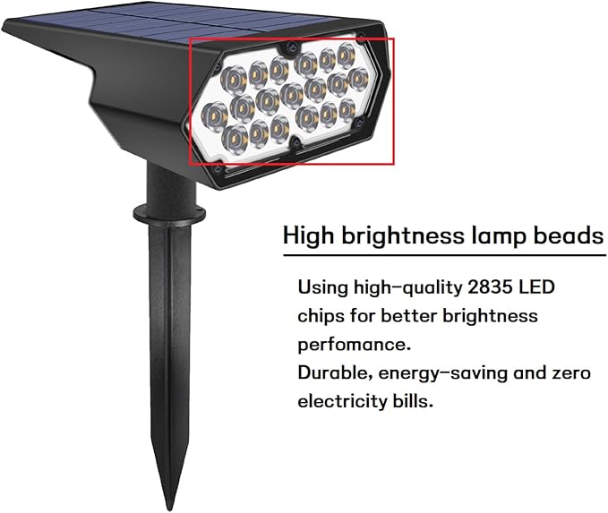 Solar Spot Lights Outdoor 19 LED 2 Lighting Modes Solar Landscape Spotlights Solar Powered Security LightsWaterproof IP65 Wall Lights for Walkway Yard Garden DrivewayWarm White4 Pack