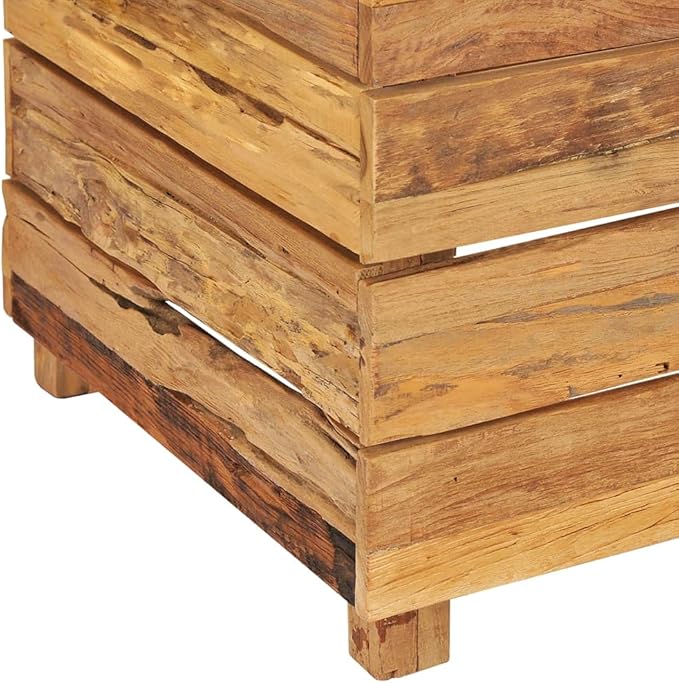 Wooden Raised Bed with a Steel Rack Recycled Teak Raised Planter Garden Box with Legs Wood Raised Garden Bed Planter for Vegetables Grass Lawn Yard 19.7x15.7x21.7
