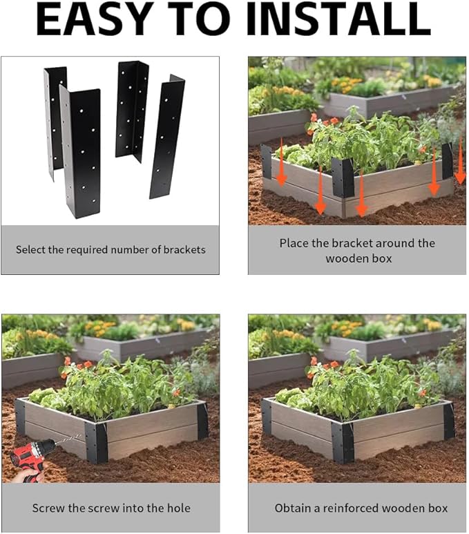 16 Pieces Raised Garden Bed Corner Brackets 11'' x 3'' x 3'' Metal Garden Corner Bracket Decorative L Bracket Heavy Duty Corner Brace for Furniture Flower Vegetable Planter