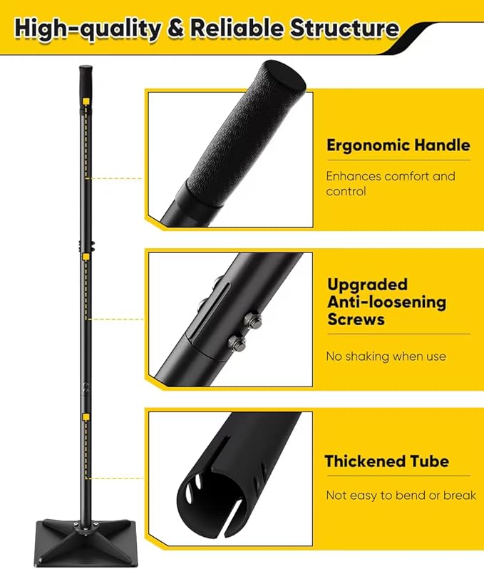 8 x 8 Heavy Duty Steel Tamper with 47 inch Adjustable Handle &amp Rubber Grip Thickened Steel Garden Dirt Tamper Tool for Ground &amp Gravel Leveling Soil Tamper for Yard Sand Driveway