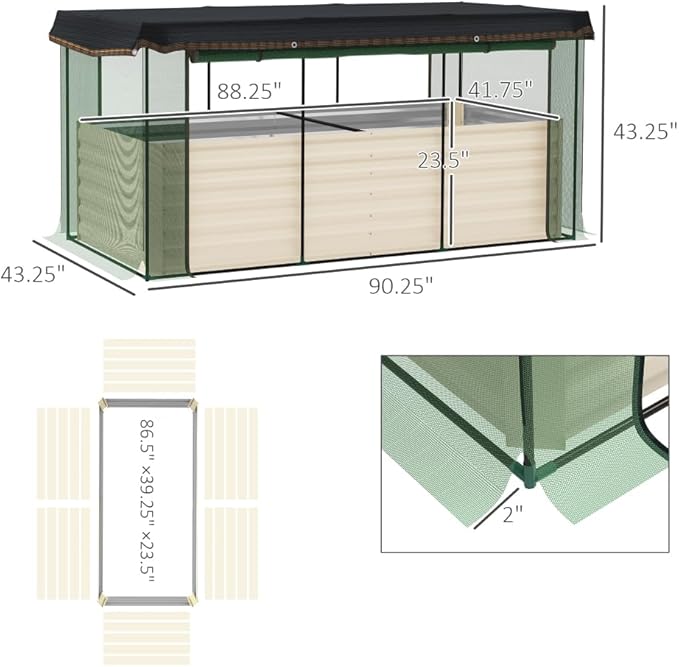Heavy-Duty Galvanized Steel Raised Garden Bed Kit with Assembly Tools Sturdy Planter Box for Vegetables Flowers and Herbs (Beige + HDPE + Steel)