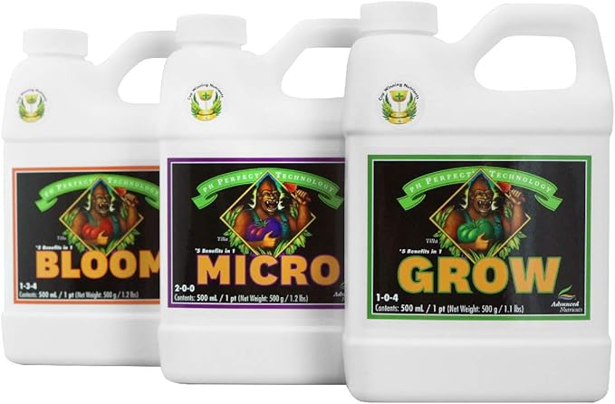 Advanced Nutrients ANBGMBD500 Bloom Micro Grow Fertilizer Bundle 500ml Each Original Version