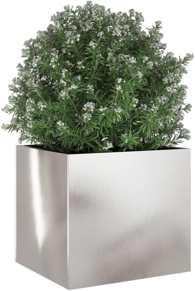 Corten Steel Planter Box Corten Steel Raised Garden Bed for Flowers Vegetables Herbs Silver 12.6x11.8x11.4 Stainless Steel-763