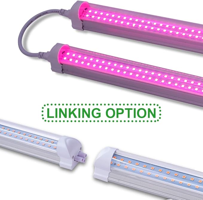 6 PACK LED Grow LightT8 Integrated Growth Tube Lamp 4ft 270W(45w x 6 1400W Equivalent)Full Spectrum Sunlight ReplacementDouble RowLinkable DesignHigh Output4 Foot Plant Lights for Indoor Plant