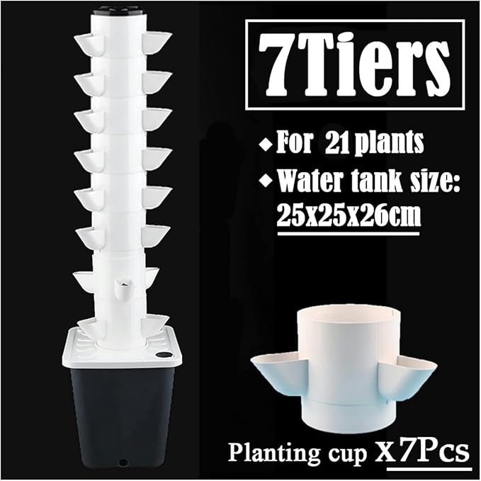 Hydroponics Growing System Balcony Hydroponic Growing System Detachable Colonization Cups Home Garden Farm Greenhouse Vertical Tower Planters Hydroponic Tower (White 7)