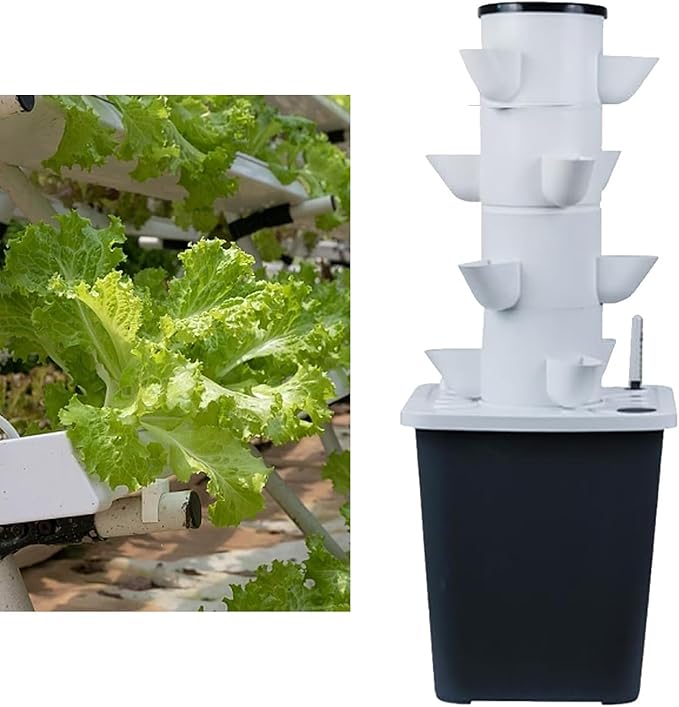 Hydroponics Tower Garden Tower Hydroponics Growing Kit for Herbs Fruits and Vegetables for Herbs Fruits and Vegetables (Color : 20holes)