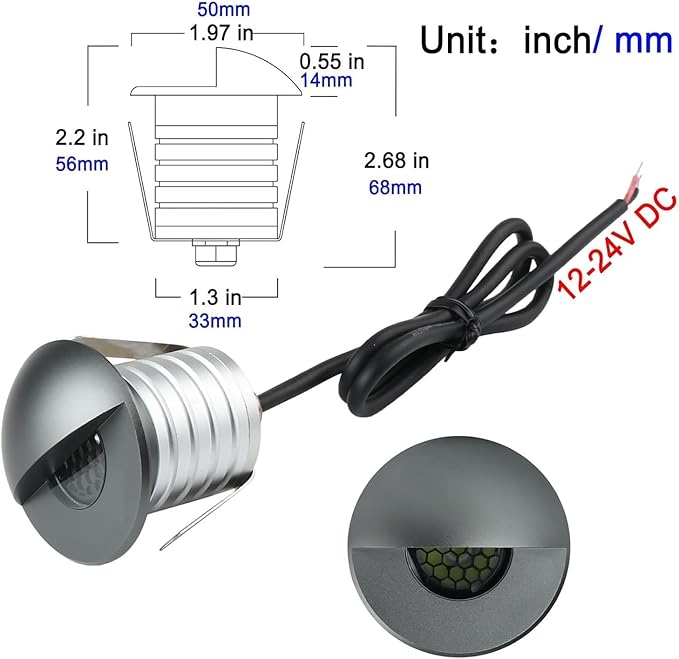 3W Mini LED Beam Spotlight Concealed Background Wall Ceiling Lamp Recessed Outdoor Landscape Lights Half Moon Anti-Glare Led Spot for Cabinets DecorateWarm White 3000k 6pcs3W