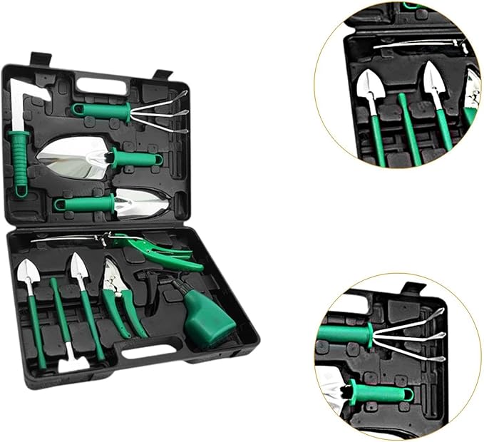 Garden Tools Set Gardening Hand Tools Ergonomic Handle Shovels Yard with Storage Tote Bag Utility Tools for Lawn Agricultural 5Pcs 29x19x7cm(10pcs 38x28x7cm)