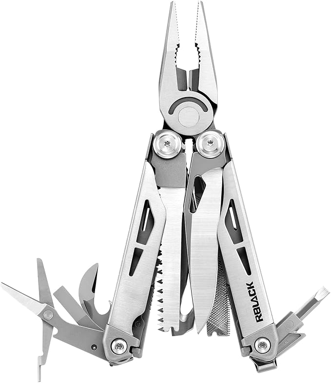 EDC Multitool 21-in-1 Heavy-duty Stainless Steel Finish Multi Tool Pliers with Safety Locking | Seat Belt Cutter - Men's Gift Set Including Nylon Sheath for DIY Home Garden &amp Outdoors