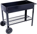 Raised Garden Beds Outdoor Elevated Metal Planter Box with Wheels and Lower Shelf Ergonomic Design for Patio Backyard Balcony Powder-Coated Finish Premium Gardening Bed Black