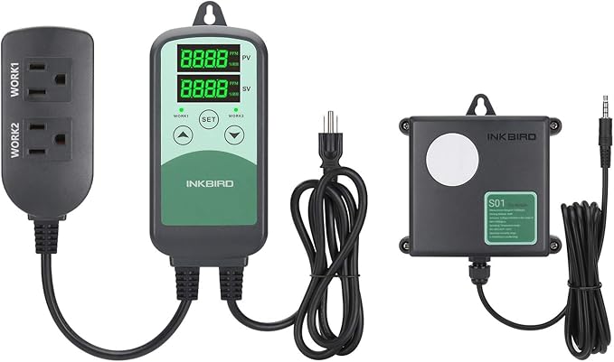 Inkbird ICC-500T CO2 Controller CO2 Meter Carbon Dioxide Controller for Grow Room and CO2 Generator with CO2 Sensor for Home Grower (CO2 Controller + S01 Sensor)
