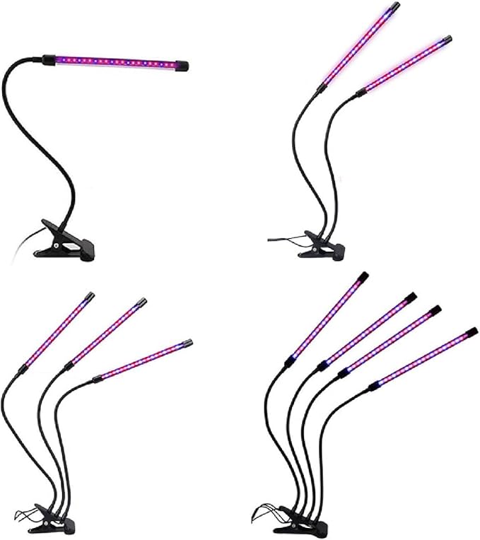 SEIWEI LED Plant Lamps Grow Light for Indoor Plant Full Spectrum LED Grow Lights with Timer Setting 3/9/12H Auto On&ampOff Flexible Gooseneck (4 Head)