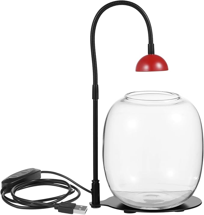 Succulent &amp Moss Glass Vase With Adjustable Led Light Usb-Powered Desktop Plant Grow Light For Home Or Office