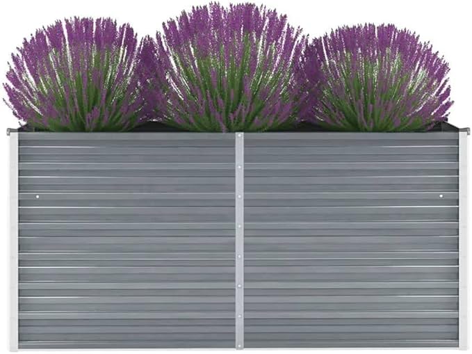 Garden Raised Bed Galvanized Steel 63x15.7x31.3 Gray