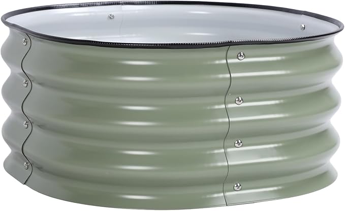 GOWENIC Raised Garden Bed Galvanized Metal Planter Box for Vegetables Flower with Open Bottom Drain Design Round Corners Easy to Install 23.6x23.6x11in 9.6lb for Home