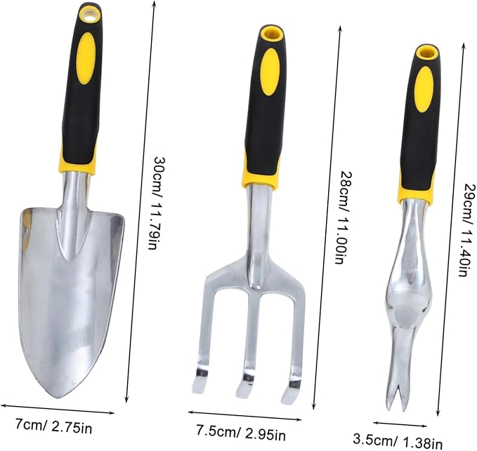 Happyyami 1set Garden Tool Set Heavy Duty Gardening Hand Tools Including Hand Shovel Tilling Rake and Spading Fork for Indoor and Outdoor Gardening Tasks