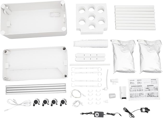 Hydroponics Growing System28-Hole Indoor Herb Garden Kit with 4 LED Grow Light 2-Tier Indoor Plant SystemAuto Water Circulation &amp 7.39Gal Water Tanks (No SeedWhite 2Layer-28Pods)