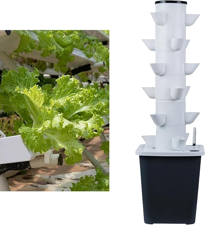 Hydroponics Tower Garden Tower Hydroponics Growing Kit for Herbs Fruits and Vegetables for Herbs Fruits and Vegetables (Color : 30holes)