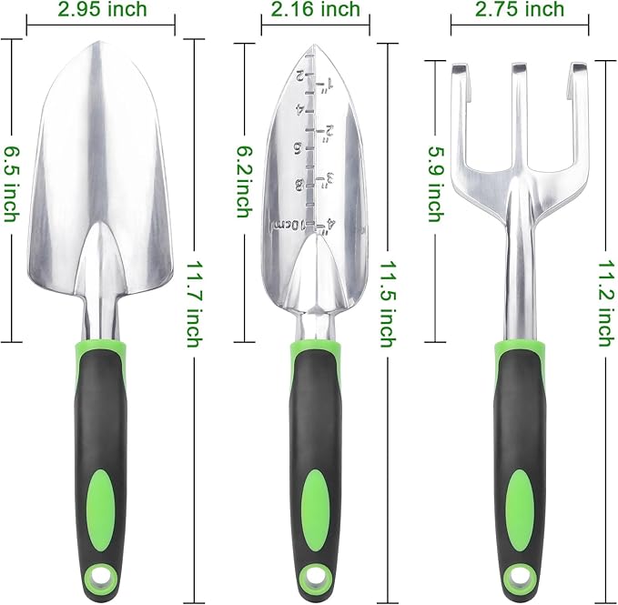 Garden Tools Set 3 Pack Heavy Duty Gardening Tools Set + Garden Tools Set 8 Piece Gardening Tools Set with Non Slip Ergonomic Handle
