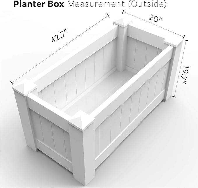 ECOOPTS 43x20x20 Raised Garden Bed Vinyl Planter Box for Vegetables Flowers Herbs Succulents Outdoor Indoor 1 Pack
