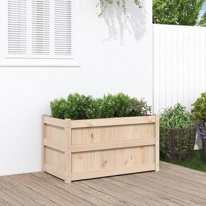 Wooden Raised Garden Bed Garden Planter Box Outdoor Wood Raised Garden Bed for Planting Plants Vegetables 35.4x19.7x19.7 Solid Wood Pine-356