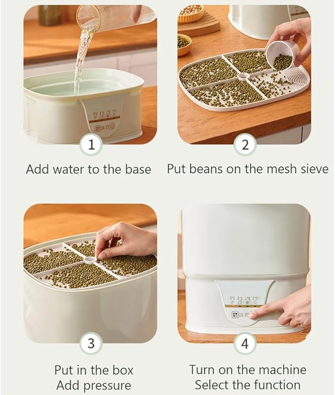 Automatic Bean Sprouts Maker360° Rotary Sprinkler Thermostatic Incubator Germinator 2 Layer Sprouting Seedling Tools
