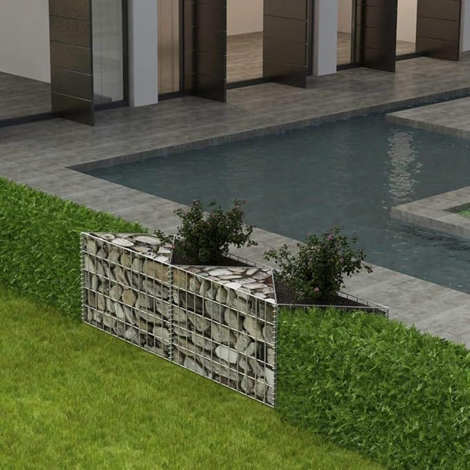 Gabion Raised Bed Steel Gabion Basket Post/Planter Raised Vegetable Bed Outdoor Steel Garden Decoration Galvanized Steel 47.2x11.8x19.7